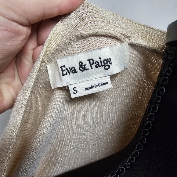 Eva & Paige Metallic Gold Long Cardigan Winter Christmas Spring Neutral - Picture 5 of 7